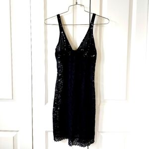 The Lacie Negligee‎ by Victoria Secret size Small Black Sequin & Lace Boudoir